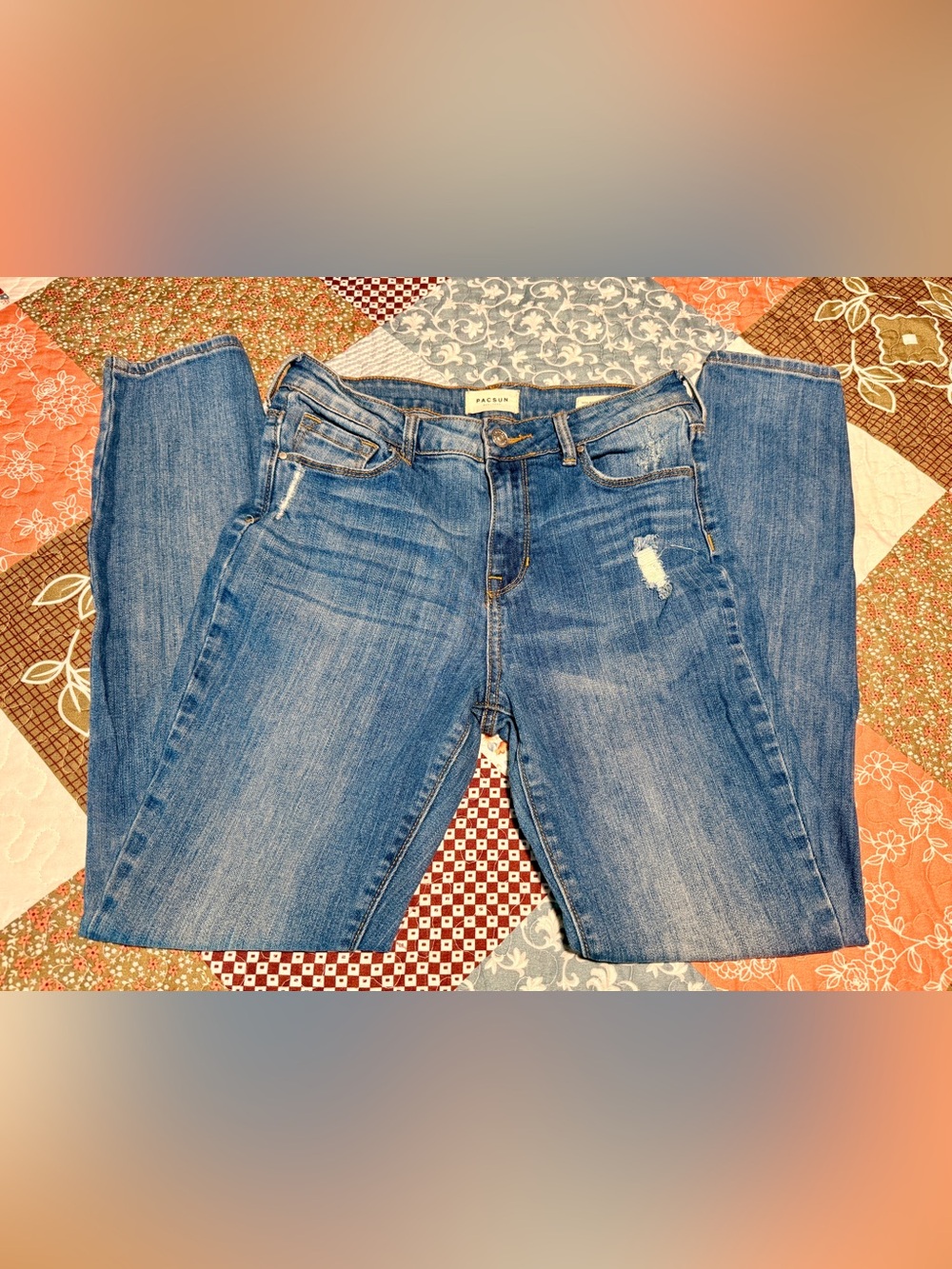 PacSun High Rise Skinniest Jeans Women’s Size 28 Blue Distressed Stretch Denim